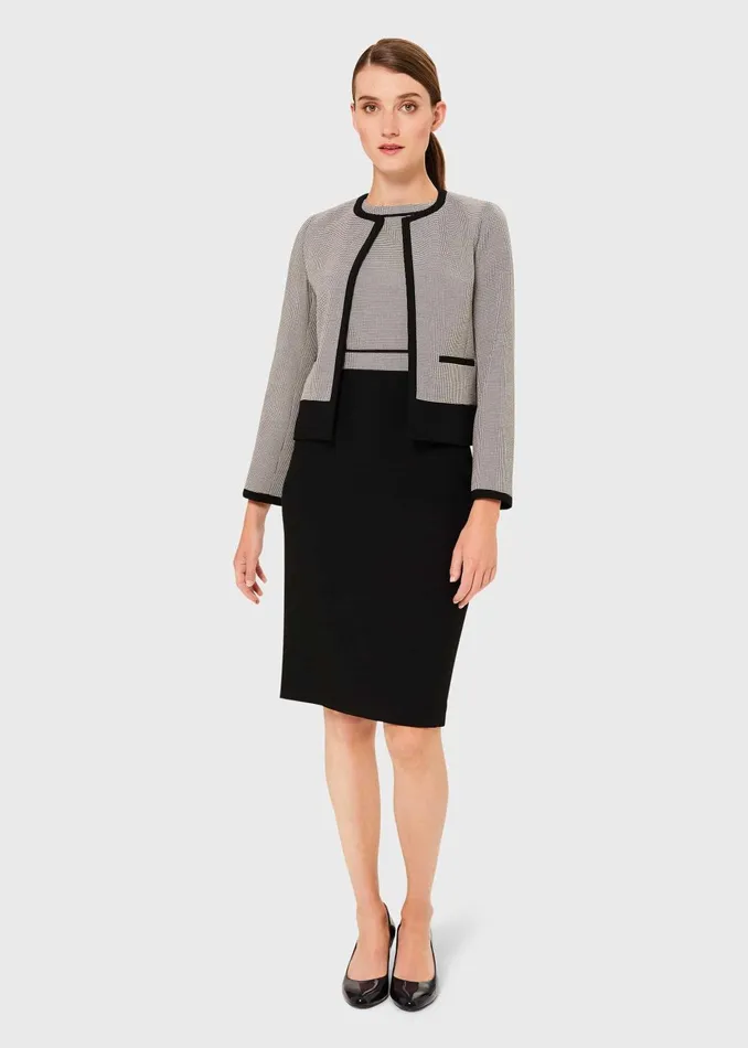 Womens Petite Sienna Houndstooth Jacket Ivory Black Hobbs Coats and Jackets Cheap On Sale