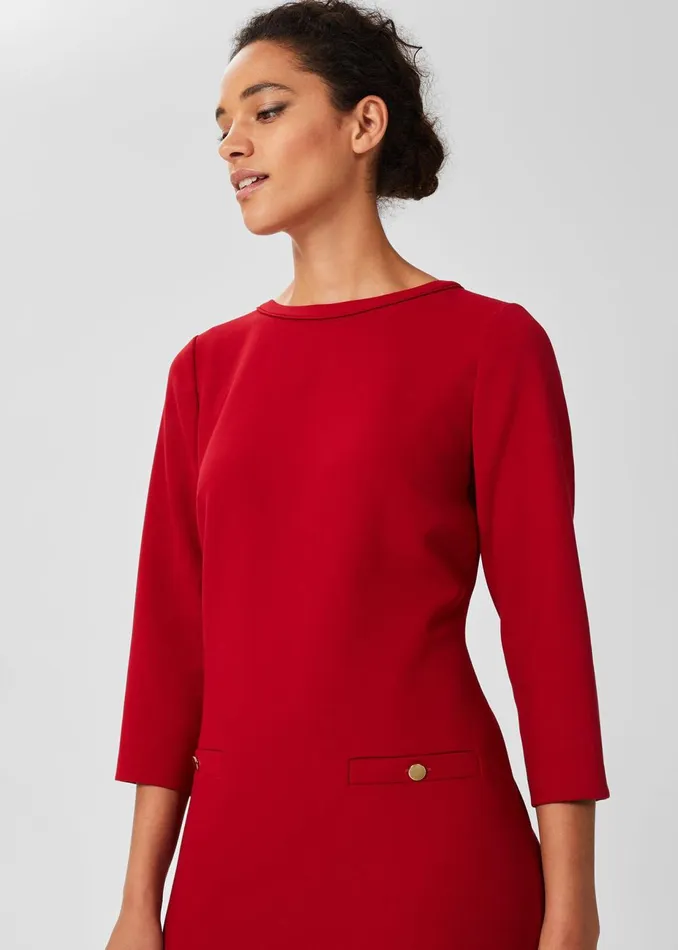 Womens Petra Sleeved Dress Cherry Red Hobbs Dresses On Sale