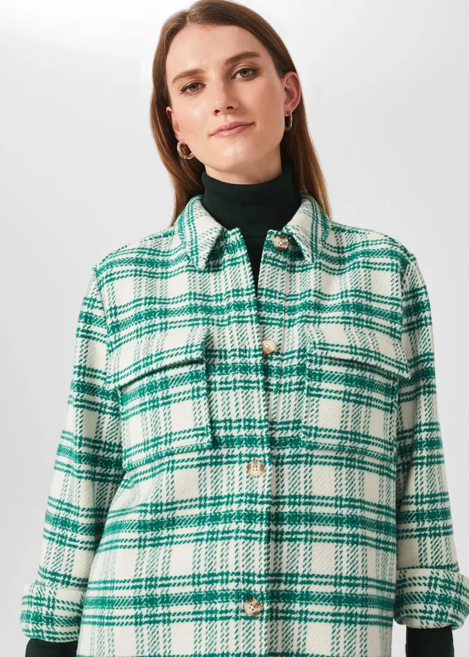Womens Pia Check Shirt Jacket Ivory Multi Hobbs Coats and Jackets Online