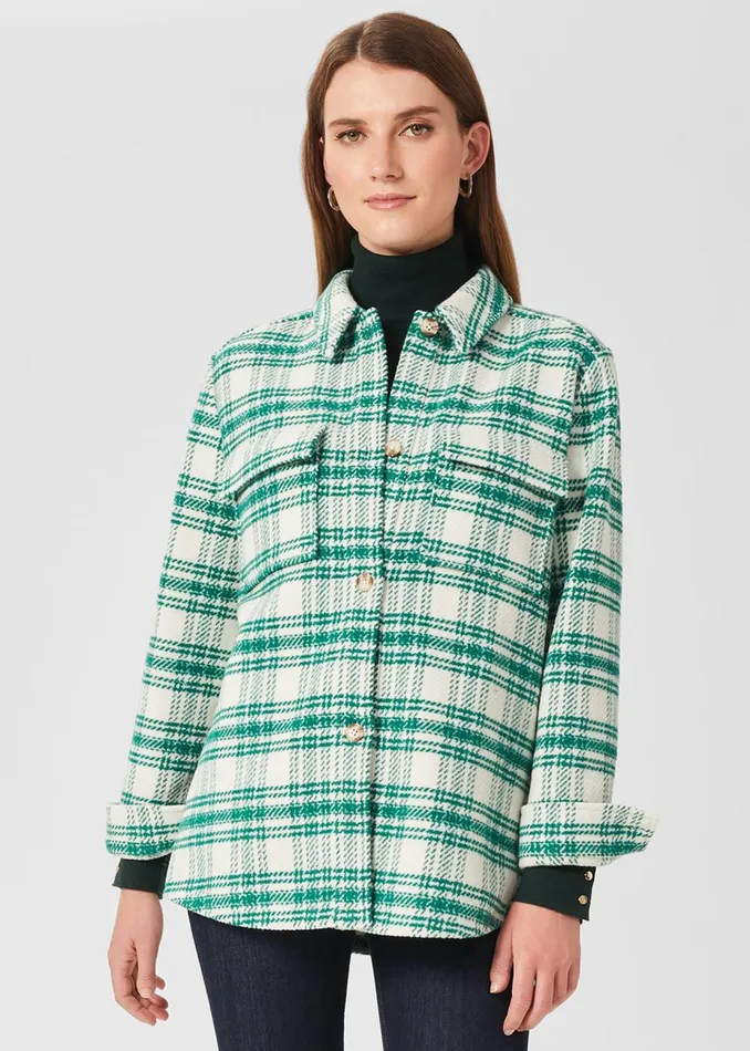 Womens Pia Check Shirt Jacket Ivory Multi Hobbs Coats and Jackets Online