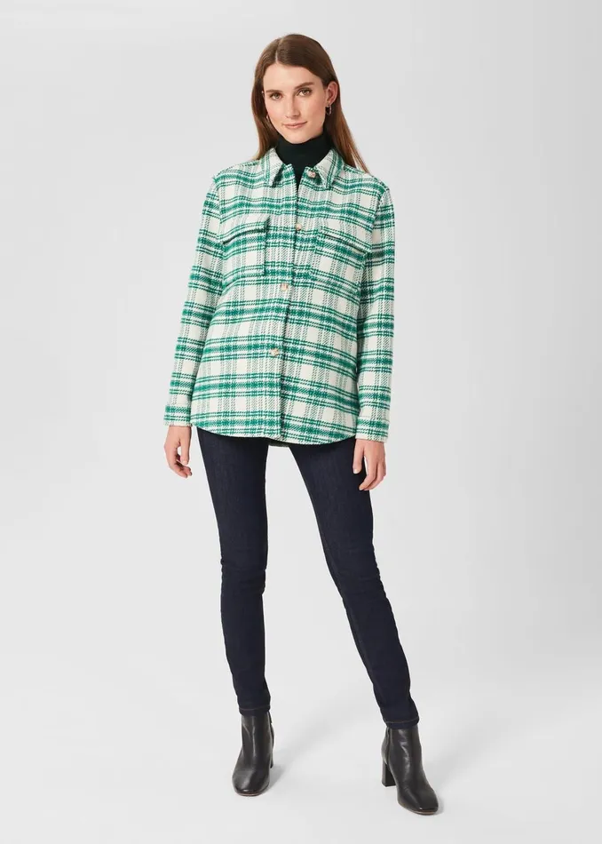 Womens Pia Check Shirt Jacket Ivory Multi Hobbs Coats and Jackets Online
