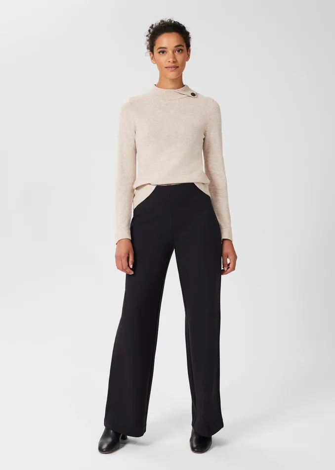 Womens Pippa Jersey Wide Leg Trousers Navy Hobbs Trousers