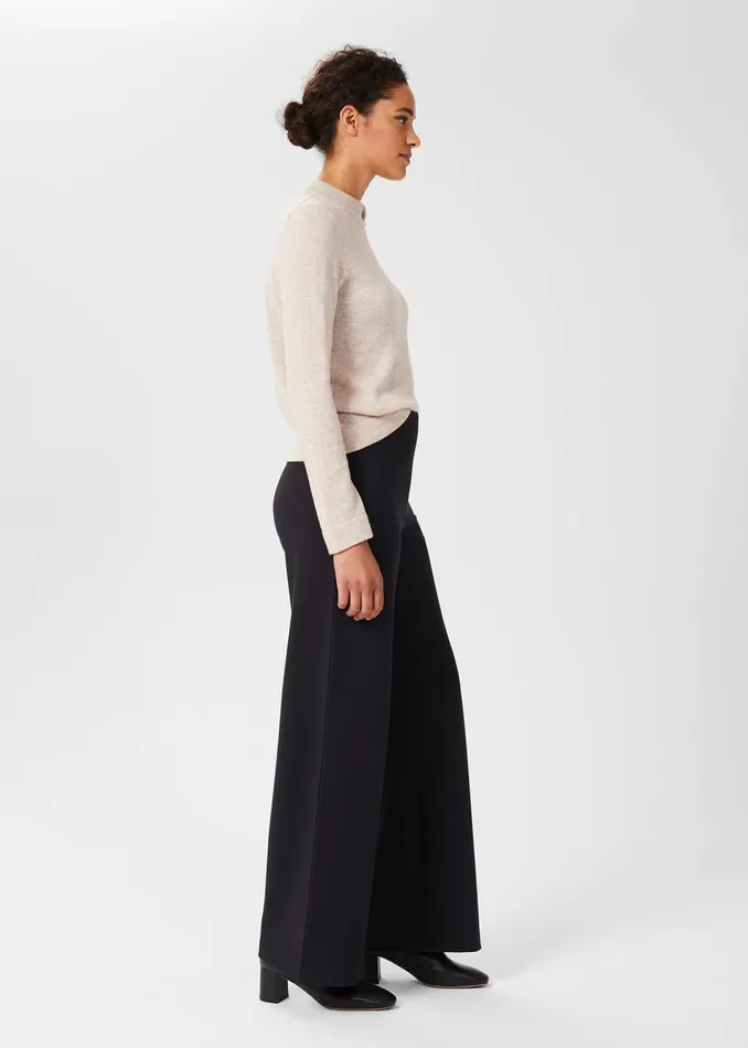 Womens Pippa Jersey Wide Leg Trousers Navy Hobbs Trousers