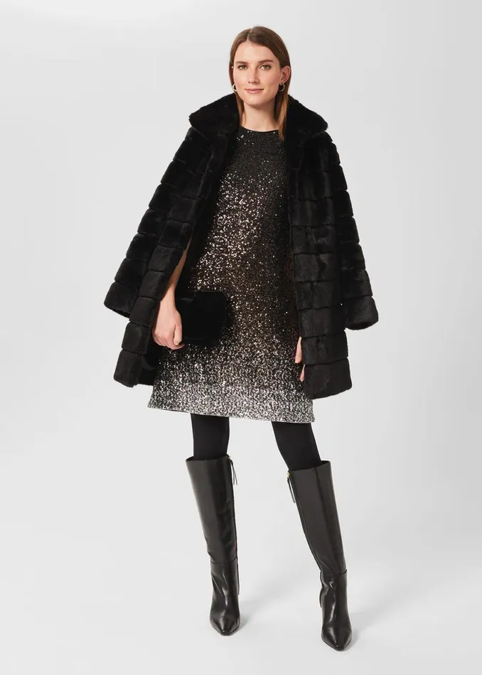 Womens Reece Sequin A Line Dress Black Silver Hobbs Dresses Gift 4 You