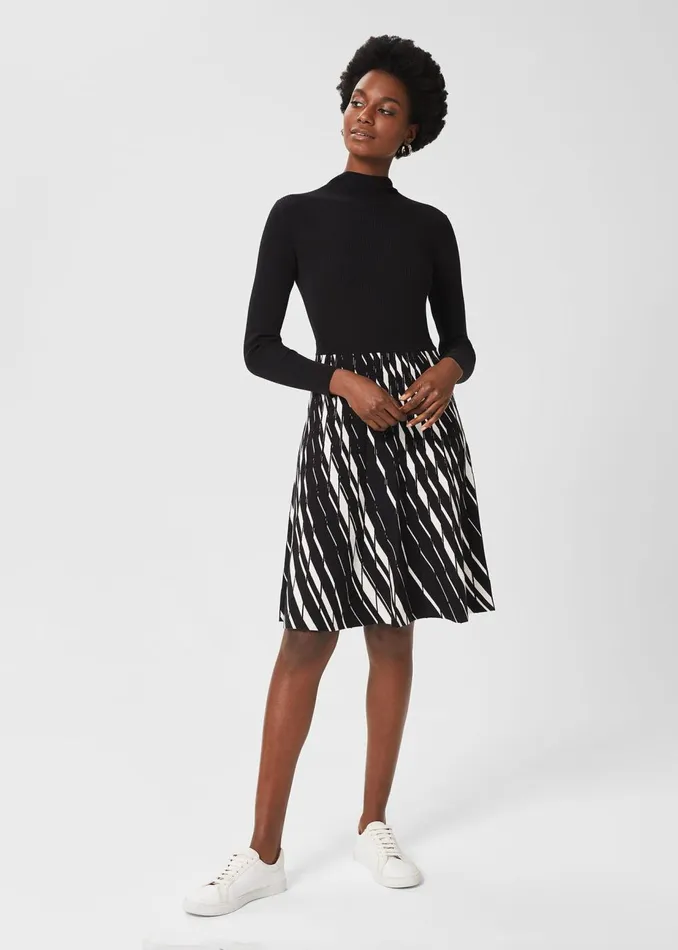 Womens Reva Knitted Dress Black Ivory Hobbs Dresses Gift for Friend