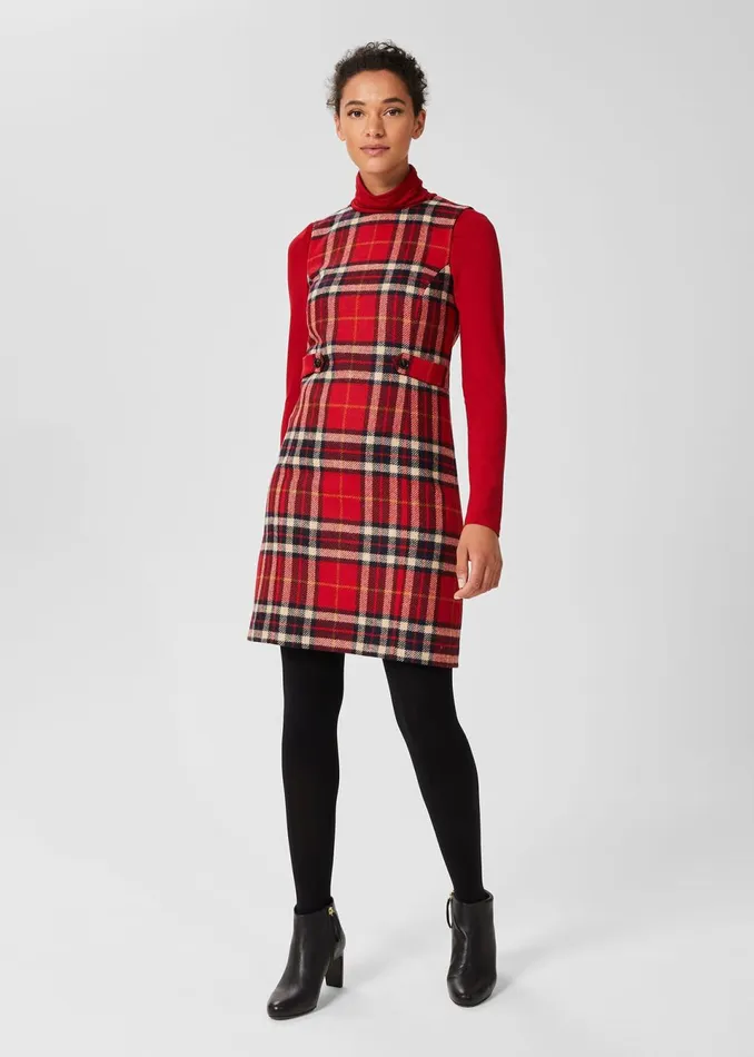 Womens Sariah Aline Wool Dress Red Multi Hobbs Dresses For Sale