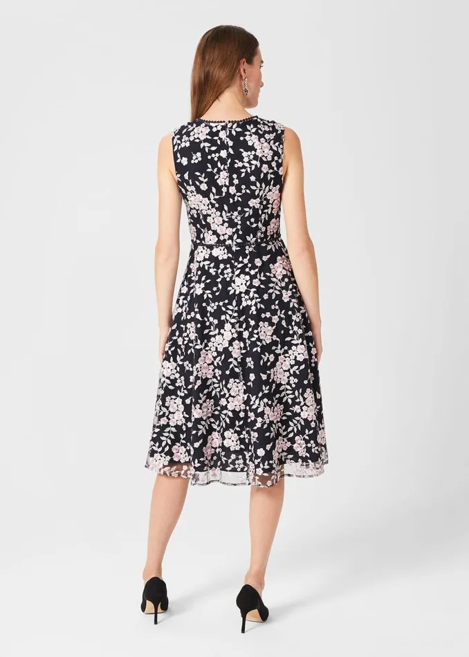 Womens Scarlett Embroidered Dress Navy Multi Hobbs Dresses Casaul