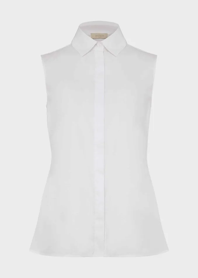 Womens Sleeveless Vic Shirt White Hobbs Tops Near Me
