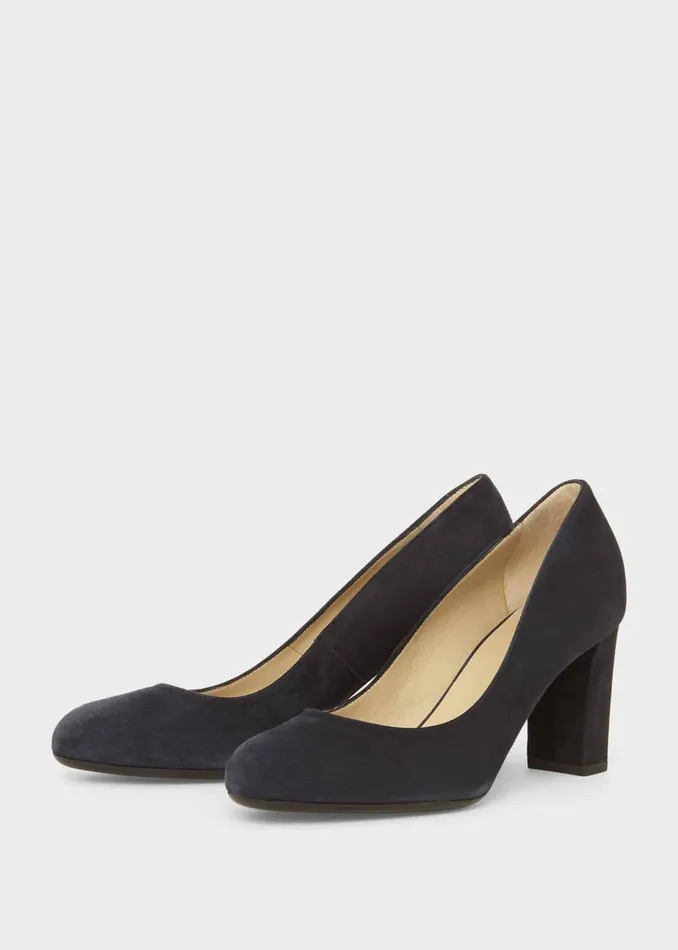 Womens Sonia Suede Block Heel Court Shoes Navy Hobbs Court Shoes Near Me