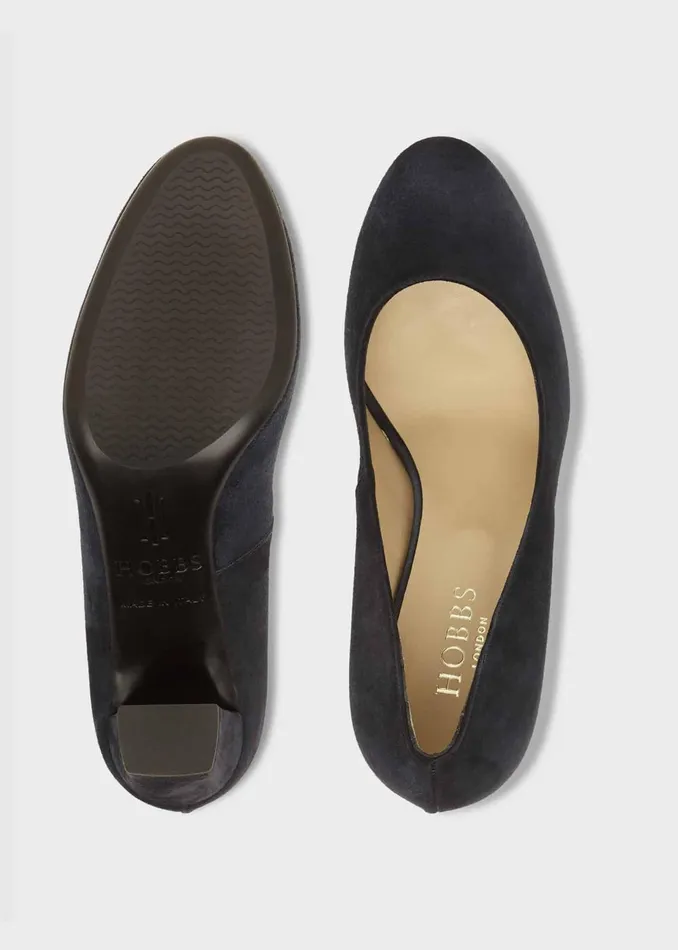 Womens Sonia Suede Block Heel Court Shoes Navy Hobbs Court Shoes Near Me