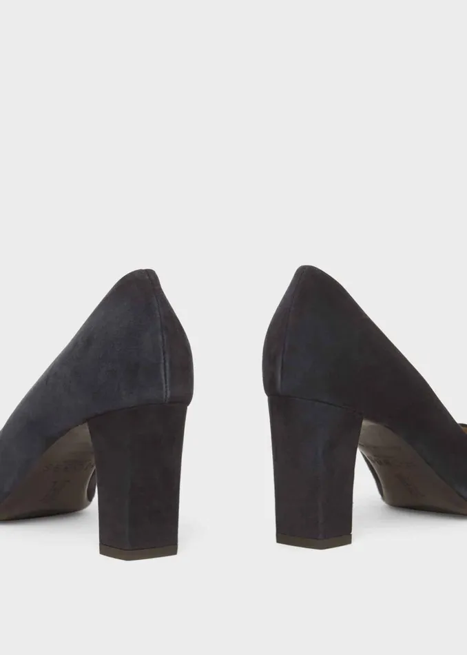 Womens Sonia Suede Block Heel Court Shoes Navy Hobbs Court Shoes Near Me