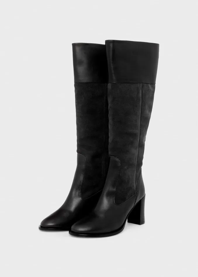 Womens Stephanie Leather Knee Boots Black Hobbs Long Boots Cheap On Sale