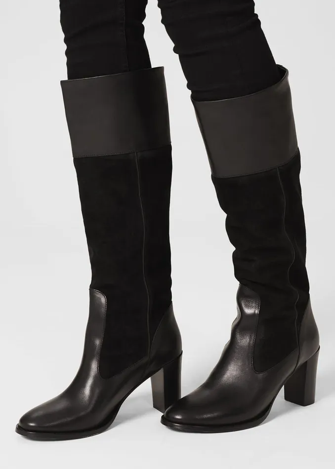 Womens Stephanie Leather Knee Boots Black Hobbs Long Boots Cheap On Sale