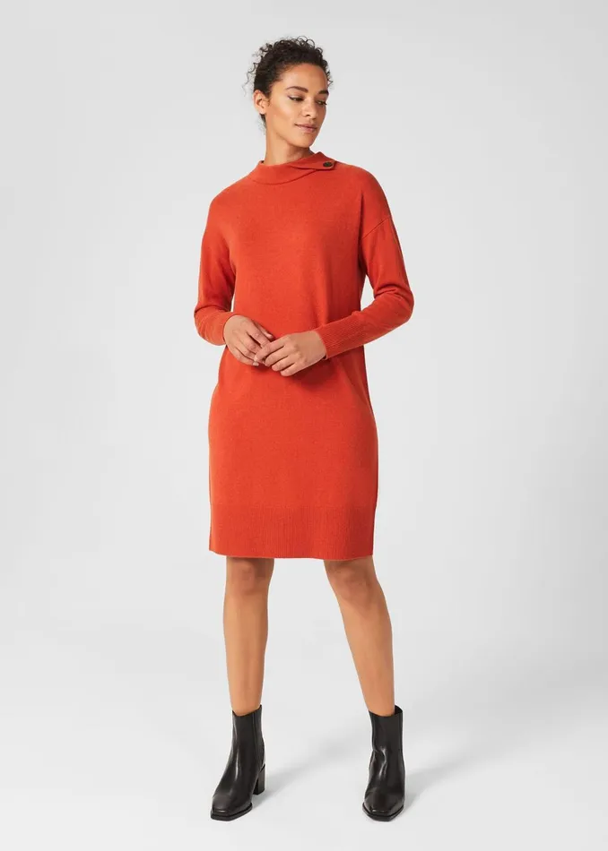 Womens Talia Knitted Dress Burnt Orange Hobbs Dresses Popular