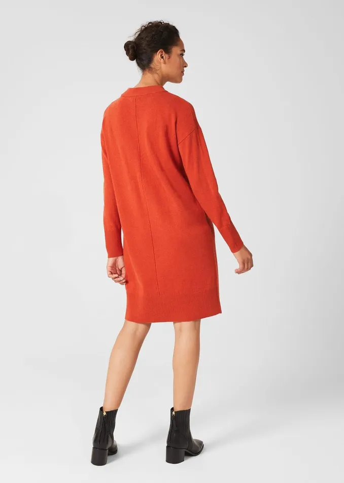 Womens Talia Knitted Dress Burnt Orange Hobbs Dresses Popular
