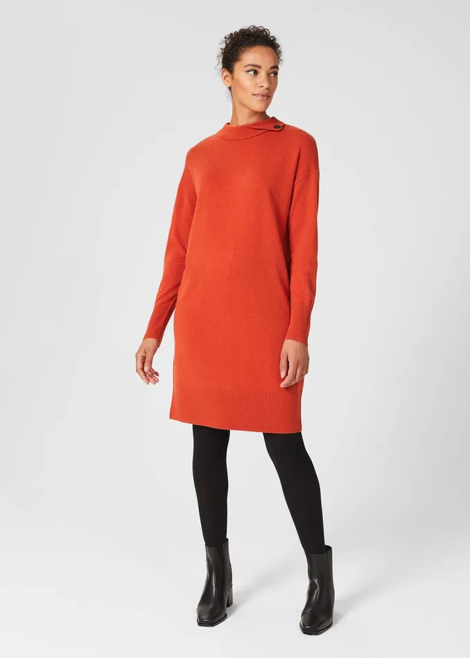 Womens Talia Knitted Dress Burnt Orange Hobbs Dresses Popular