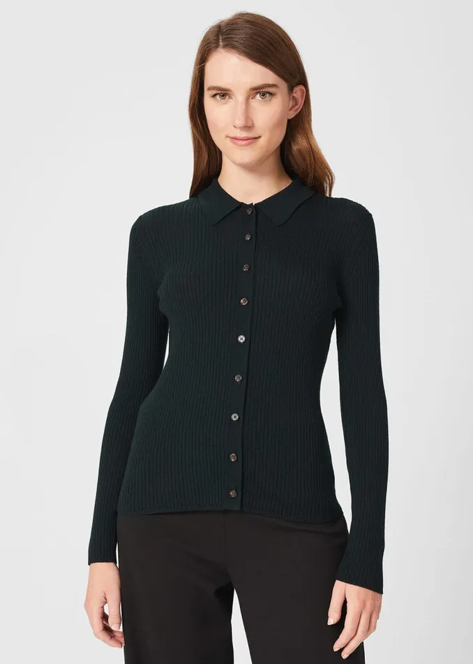 Womens Vera Merino Wool Shirt Pine Green Hobbs Tops Popular