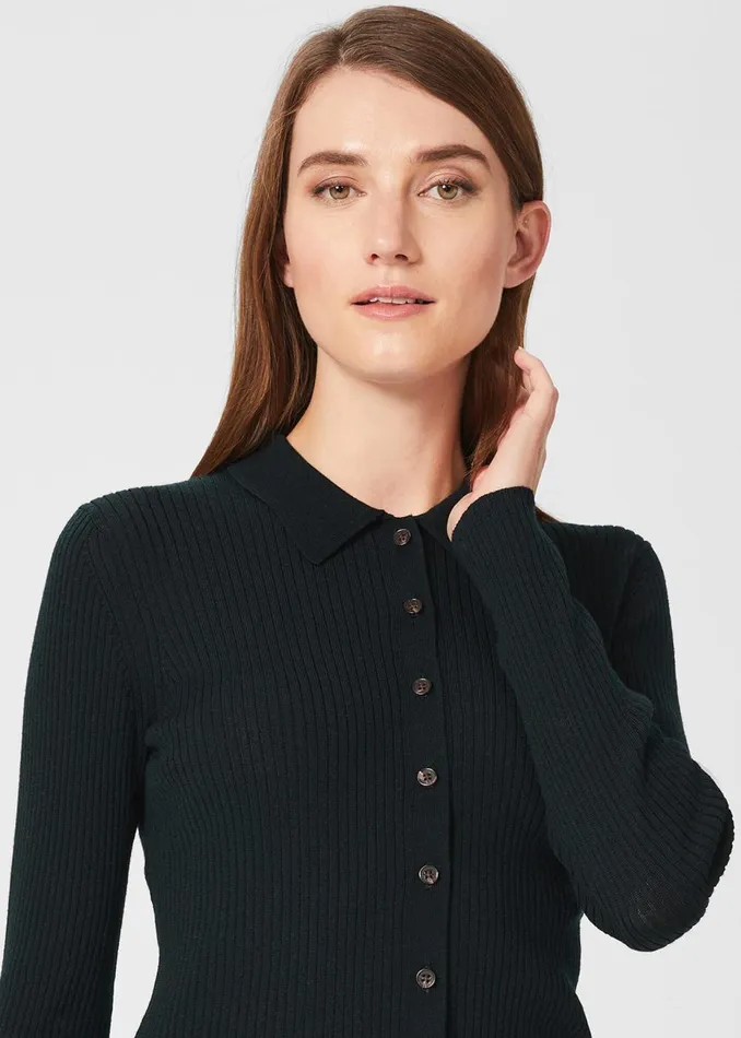 Womens Vera Merino Wool Shirt Pine Green Hobbs Tops Popular