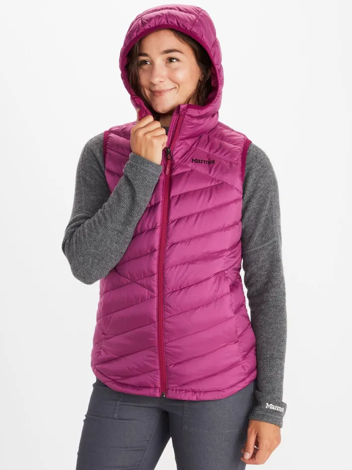 Womens Vests Marmot Highlander Hoody Vest Wild Rose