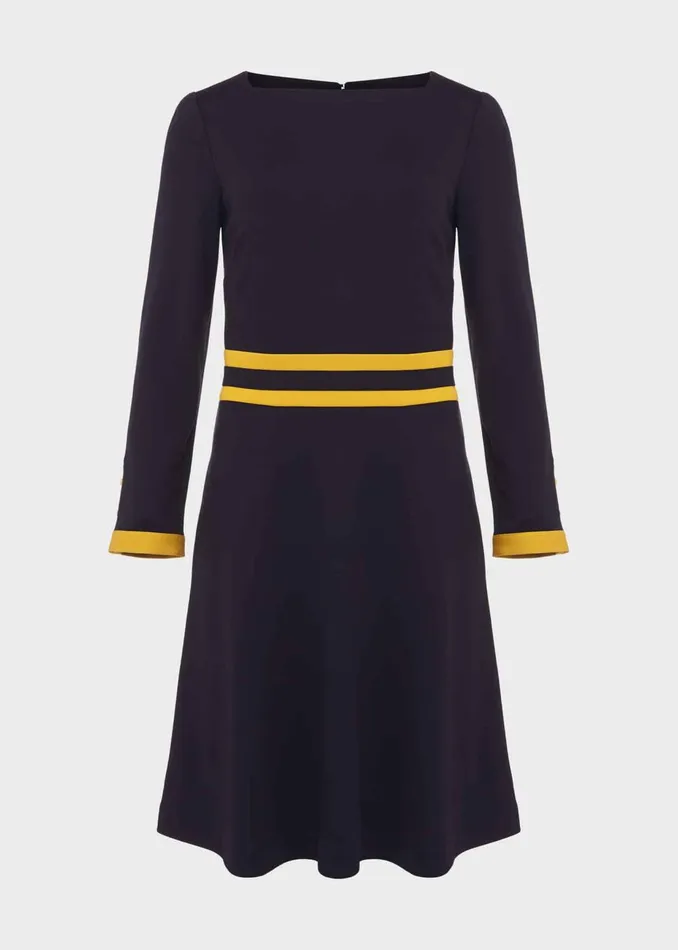 Womens Vivian Ponte Dress Navy Chartreuse Hobbs Dresses Gift for Friend