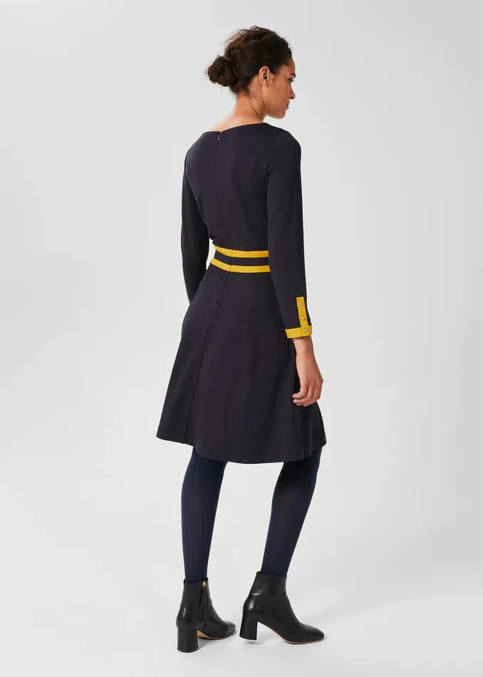 Womens Vivian Ponte Dress Navy Chartreuse Hobbs Dresses Gift for Friend