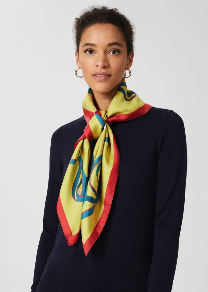 Womens Whippet Silk Scarf Yellow Ivory Hobbs Scarves Cheap On Sale