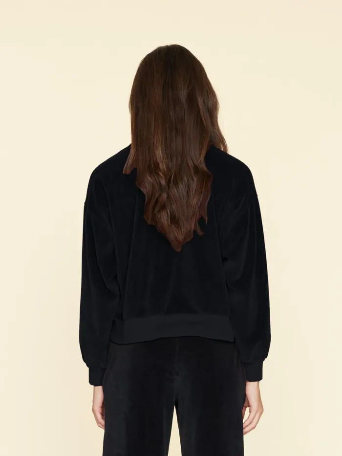 XRENA Black Huxley Velour Sweatshirt Women Sweats and Tees XRENA Black Huxley Velour Sweatshirt Women Sweats and Tees