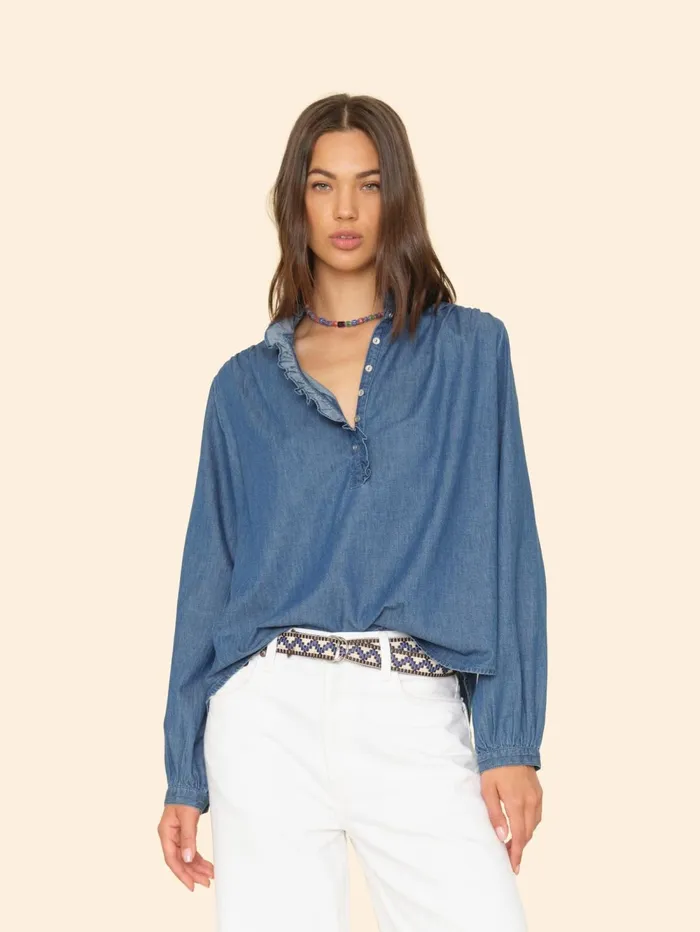 XRENA Blue Rinse Caspian Top Women Tops
