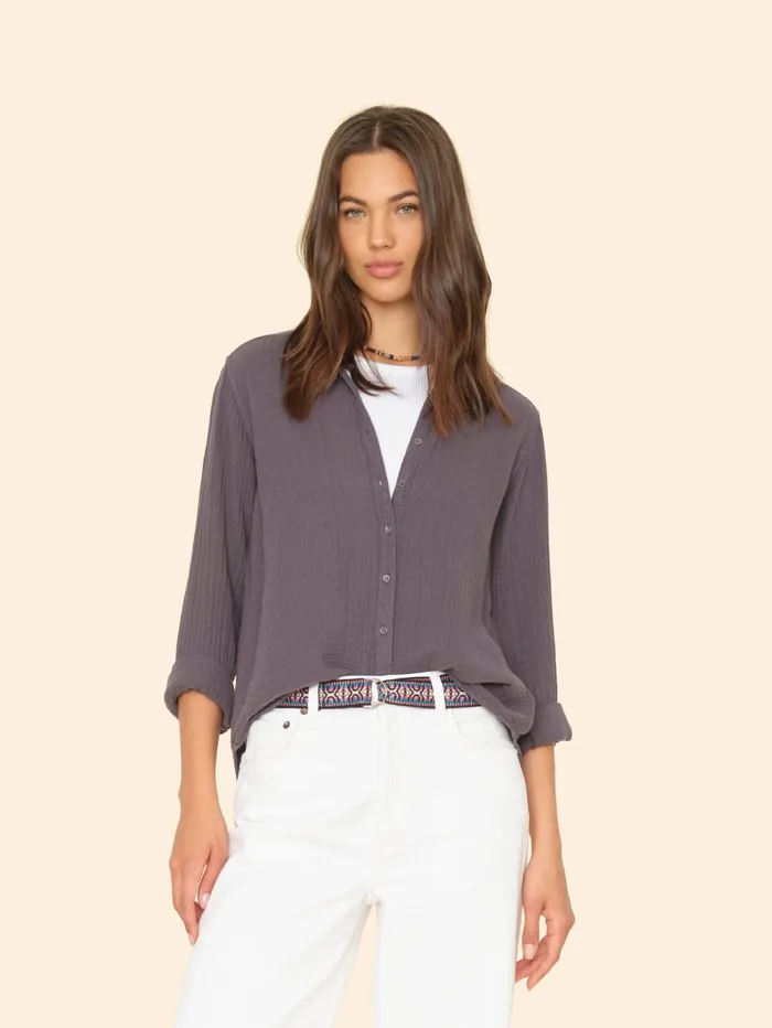 XRENA Charcoal Scout Shirt Women Shirts