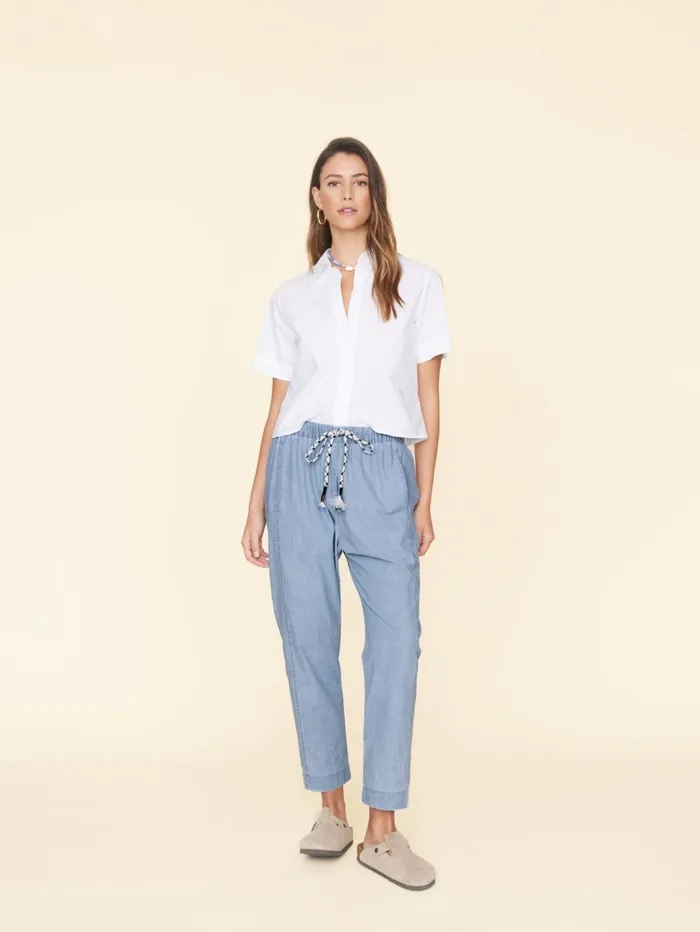 XRENA Dusty Blue Draper Pant Women Pants and Jumpsuits