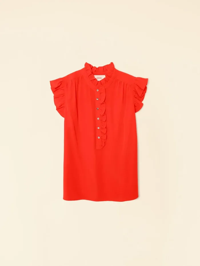 XRENA Flame Scarlet Brenna Silk Top Women Tops