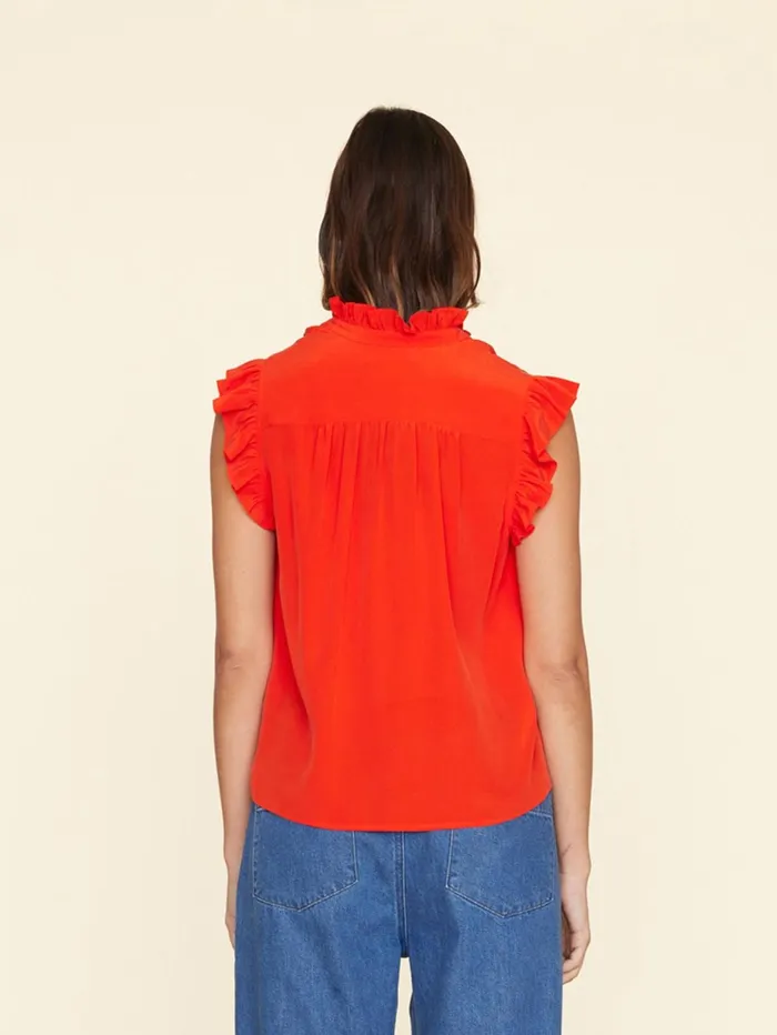 XRENA Flame Scarlet Brenna Silk Top Women Tops XRENA Flame Scarlet Brenna Silk Top Women Tops
