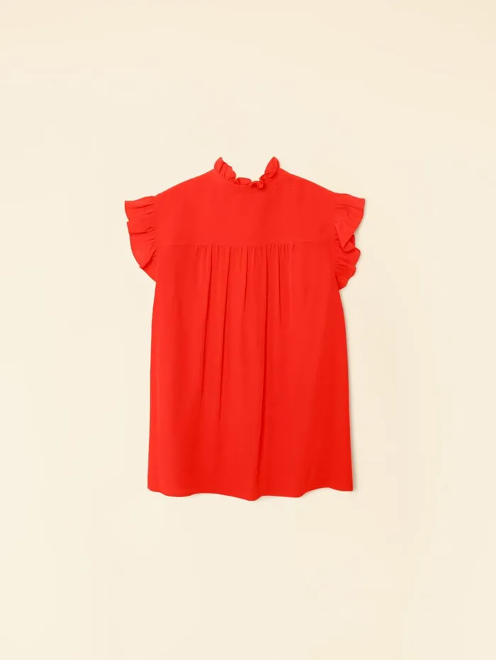 XRENA Flame Scarlet Brenna Silk Top Women Tops XRENA Flame Scarlet Brenna Silk Top Women Tops