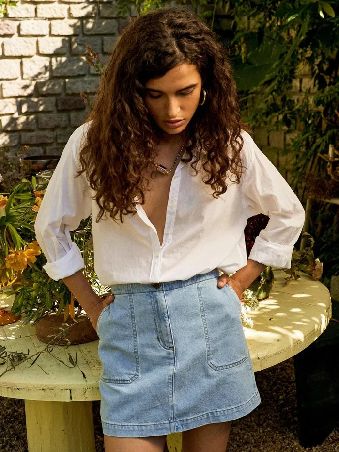 XRENA Light Blue Skylar Denim Skirt Women Skirts XRENA Light Blue Skylar Denim Skirt Women Skirts