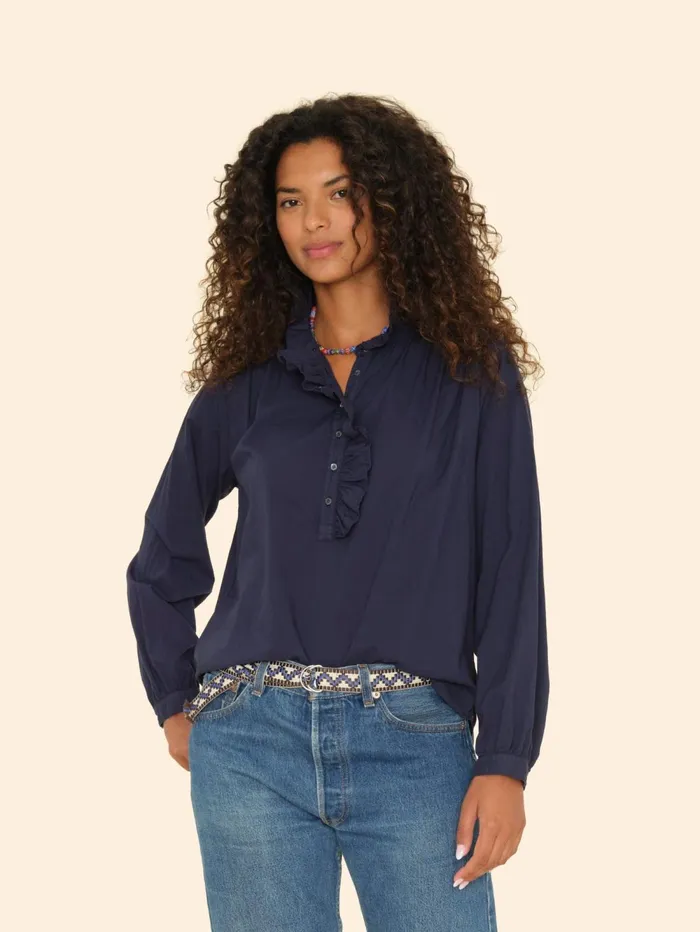 XRENA Navy Caspian Top Women Tops