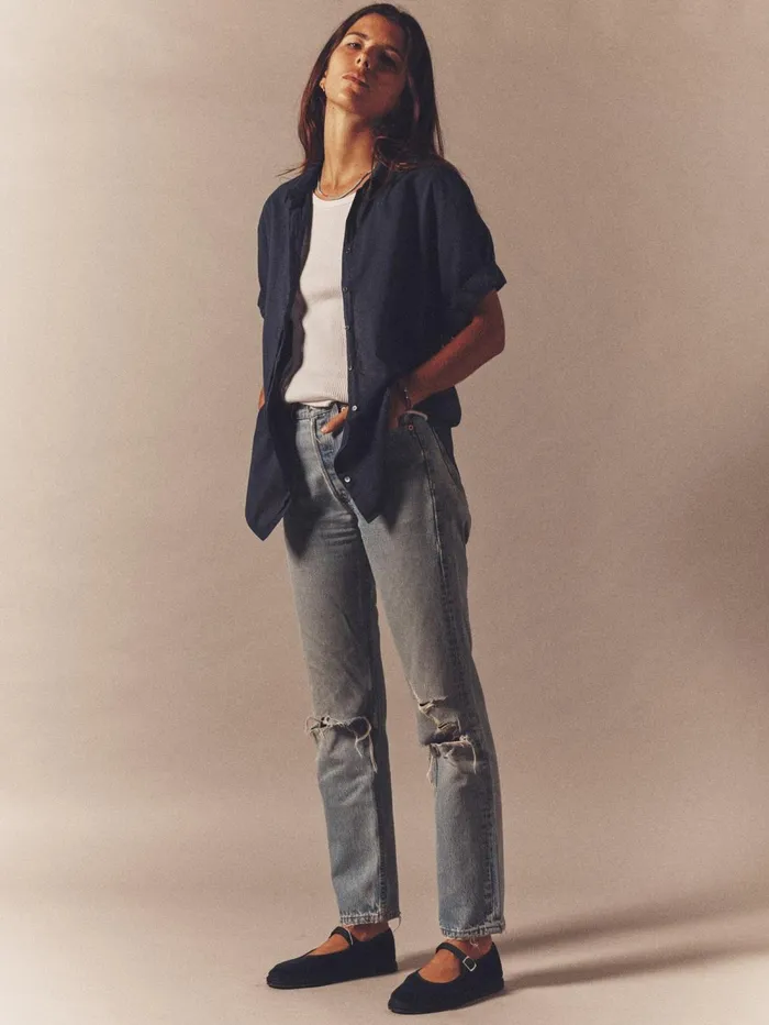 XRENA Navy Channing Shirt Women Shirts