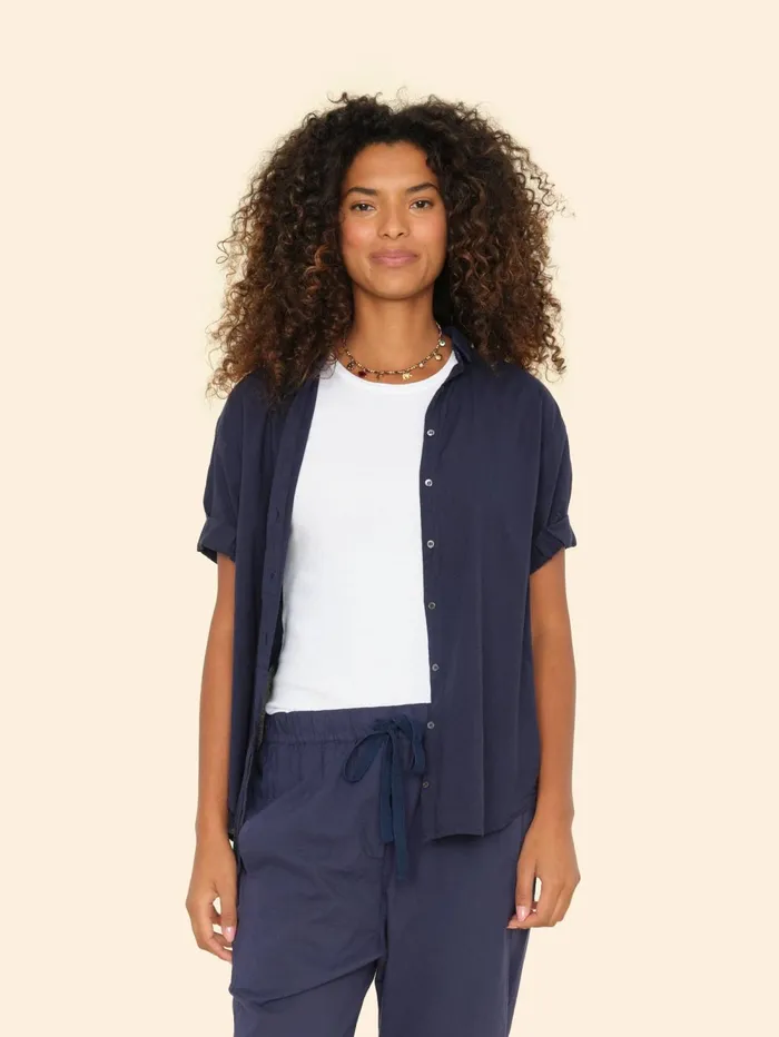 XRENA Navy Channing Shirt Women Shirts XRENA Navy Channing Shirt Women Shirts