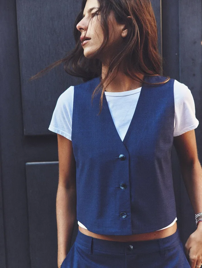 XRENA Navy Melange Vinny Vest Women Sweaters and Jackets XRENA Navy Melange Vinny Vest Women Sweaters and Jackets