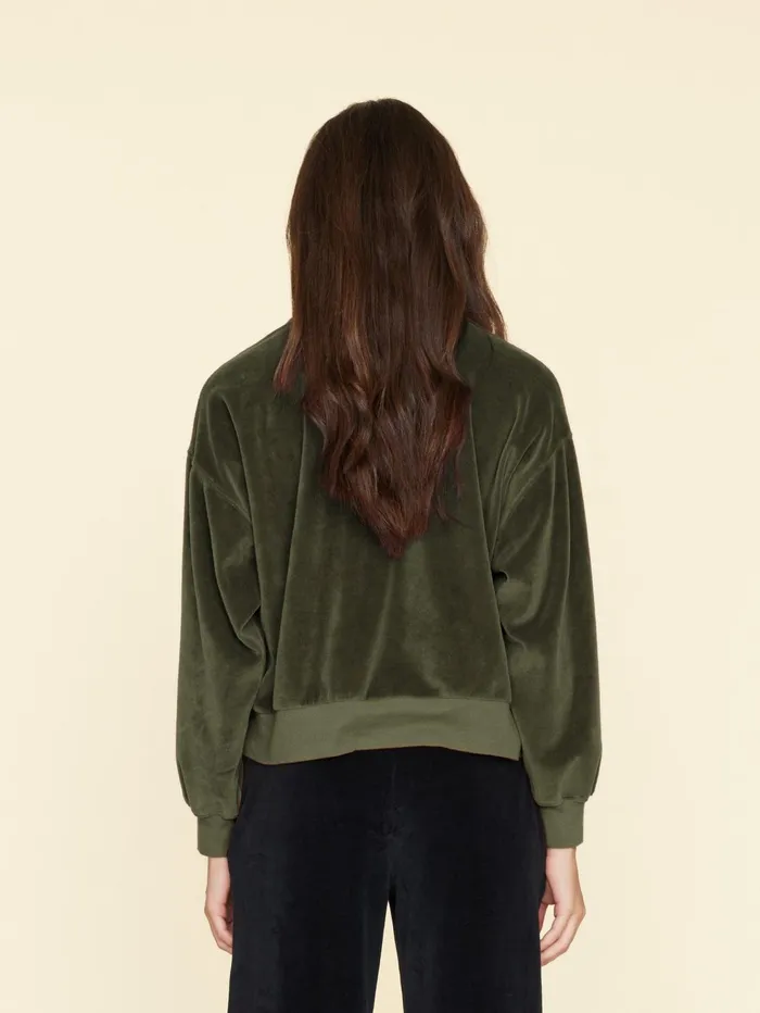 XRENA Olivine Huxley Velour Sweatshirt Women Sweats and Tees XRENA Olivine Huxley Velour Sweatshirt Women Sweats and Tees