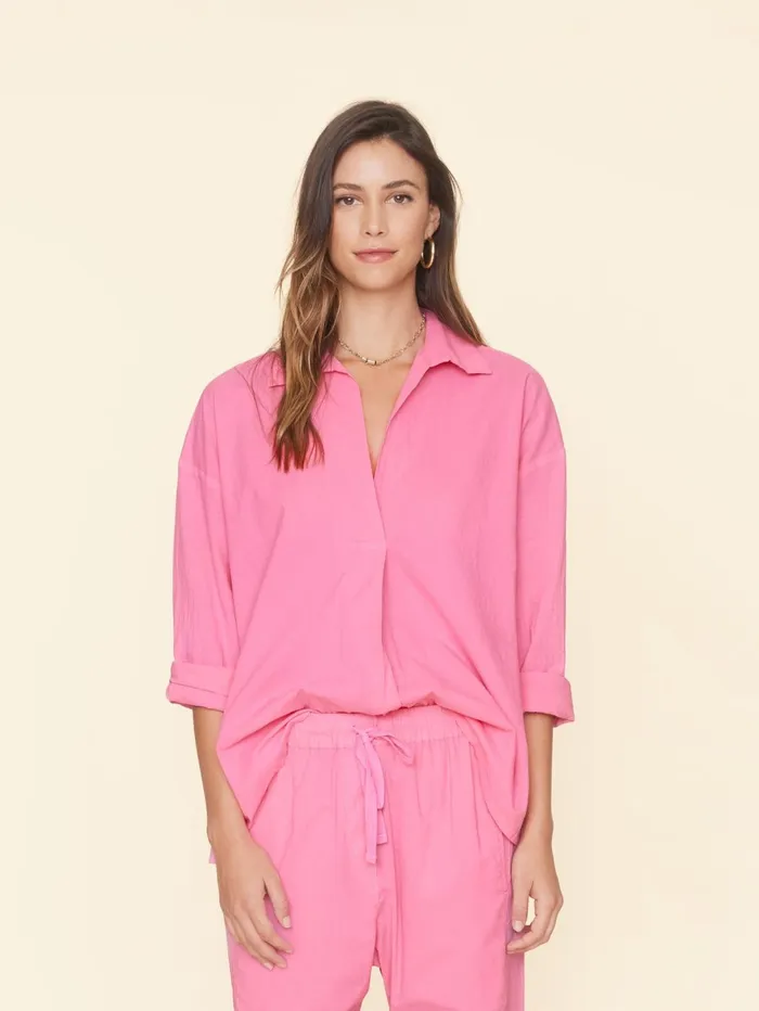 XRENA Rose Pink Henry Top Women Tops XRENA Rose Pink Henry Top Women Tops