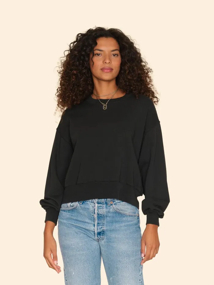 XRENA Vintage Black Huxley Sweatshirt Women Sweats and Tees