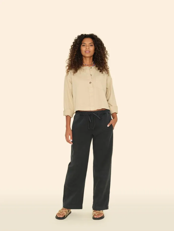 XRENA Washed Black Dash Twill Pant Women Pants and Jumpsuits