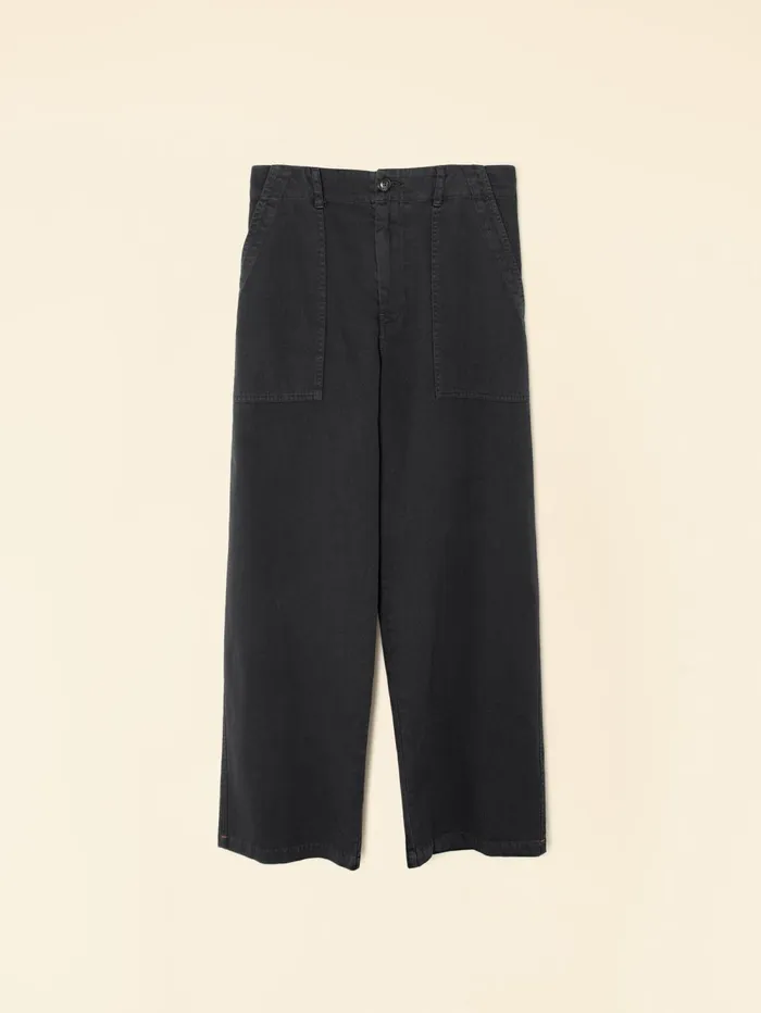 XRENA Washed Black Morleigh Twill Pant Women Pants and Jumpsuits
