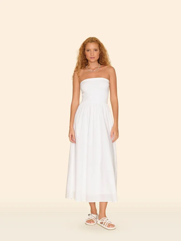 XRENA White Finnian Dress Women Dresses