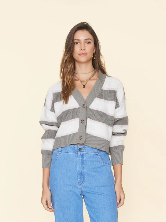 XRENA White Gray Carey Cardigan Women Sweaters and Jackets XRENA White Gray Carey Cardigan Women Sweaters and Jackets