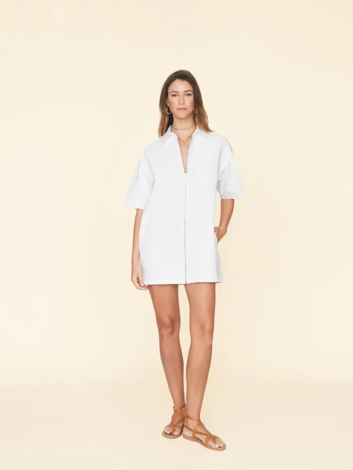 XRENA White Jaysen Denim Dress Women Dresses