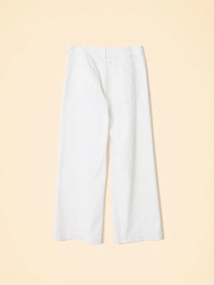 XRENA White Lucca Denim Pant Women Pants and Jumpsuits