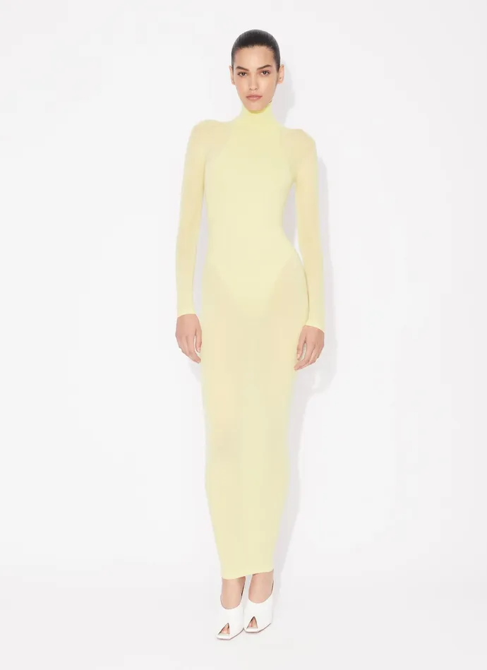Yellow Fitted Body In Fine Knit Women Alaa Bodysuits and Leggings