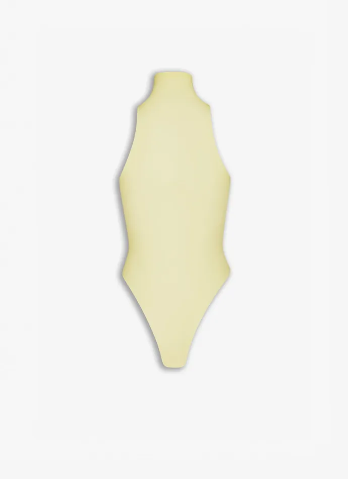 Yellow Fitted Body In Fine Knit Women Alaa Bodysuits and Leggings