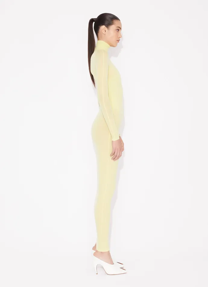 Yellow Fitted Body In Fine Knit Women Alaa Bodysuits and Leggings